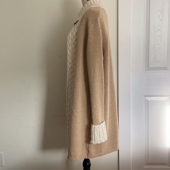 A.IDA open front w/toggle long sweater cardigan wool blend beige - Picture 4 of 10